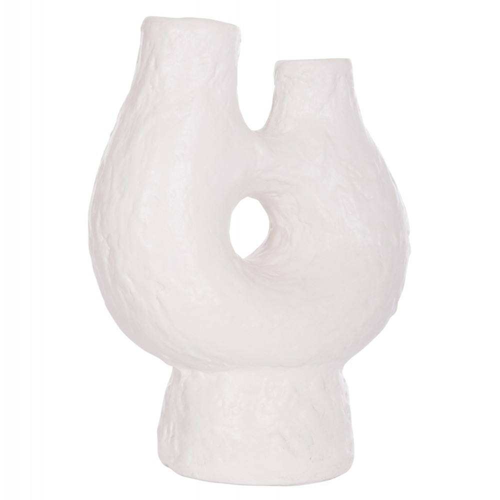 Επιτραπέζιο διακοσμητικό βάζο "NAMENTIS" από τερακότα σε χρώμα λευκό 26x15x32.5