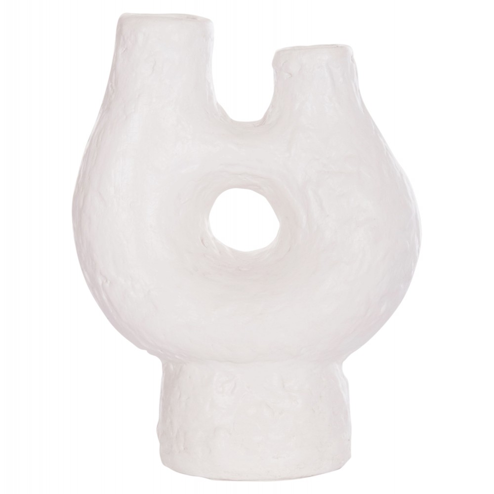 Επιτραπέζιο διακοσμητικό βάζο "NAMENTIS" από τερακότα σε χρώμα λευκό 26x15x32.5