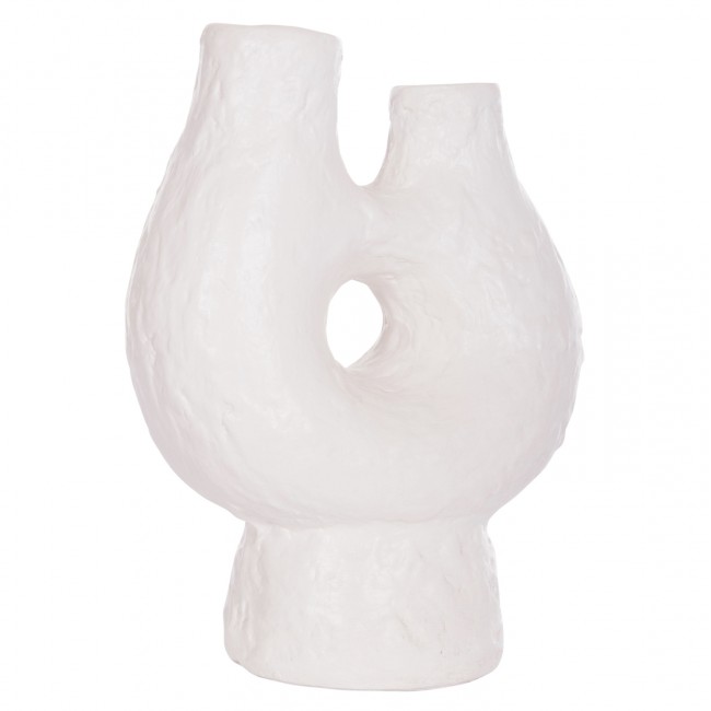 Επιτραπέζιο διακοσμητικό βάζο "NAMENTIS" από τερακότα σε χρώμα λευκό 26x15x32.5