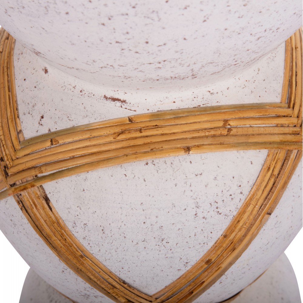 Διακοσμητικό βάζο δαπέδου "MAYNARD" από fiber cement/rattan σε χρώμα λευκό/φυσικό Φ32x62.5