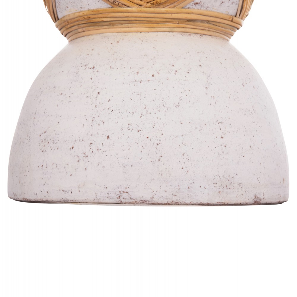 Διακοσμητικό βάζο δαπέδου "MAYNARD" από fiber cement/rattan σε χρώμα λευκό/φυσικό Φ32x62.5