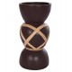 Διακοσμητικό βάζο δαπέδου "MAYNARD" από fiber cement/rattan σε χρώμα σοκολατί/φυσικό Φ32x62.5