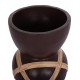 Διακοσμητικό βάζο δαπέδου "MAYNARD" από fiber cement/rattan σε χρώμα σοκολατί/φυσικό Φ32x62.5