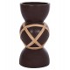 Διακοσμητικό βάζο δαπέδου "MAYNARD" από fiber cement/rattan σε χρώμα σοκολατί/φυσικό Φ32x62.5