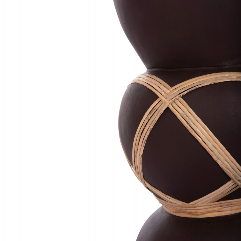Διακοσμητικό βάζο δαπέδου "MAYNARD" από fiber cement/rattan σε χρώμα σοκολατί/φυσικό Φ27.5x50