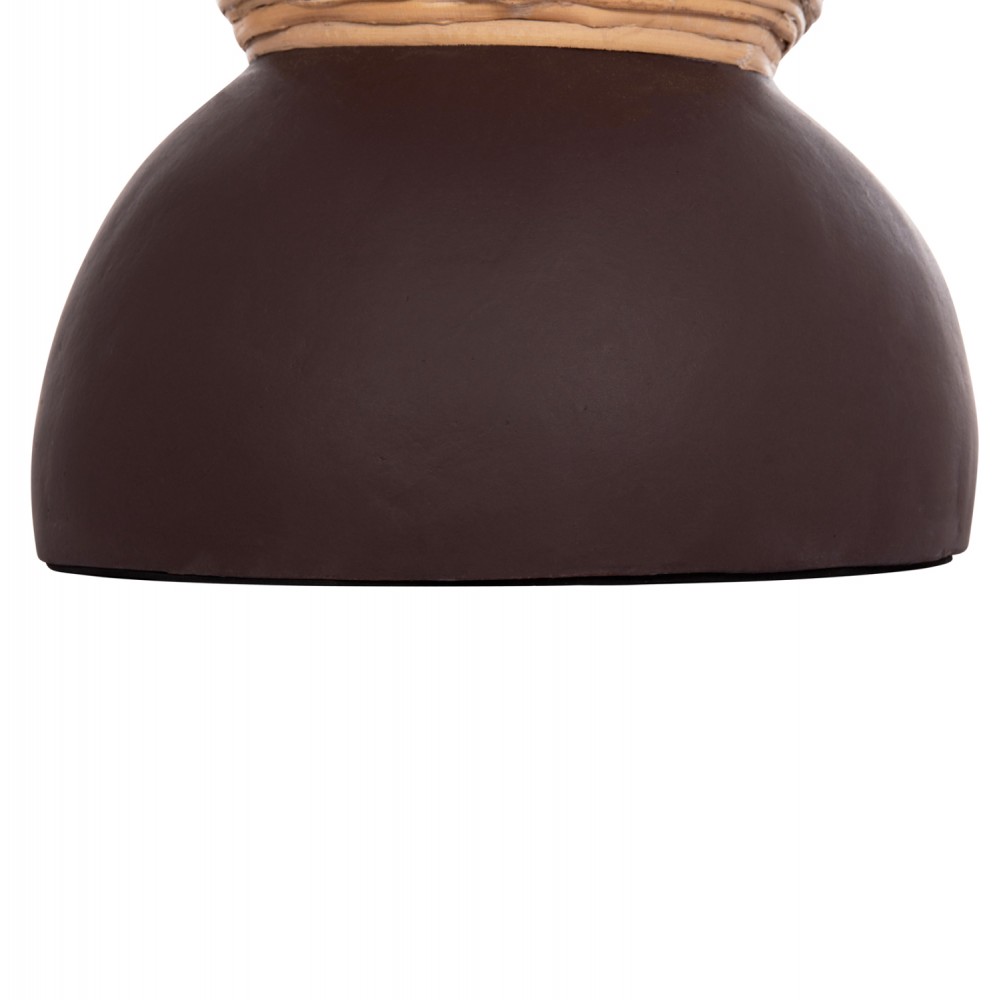 Διακοσμητικό βάζο δαπέδου "MAYNARD" από fiber cement/rattan σε χρώμα σοκολατί/φυσικό Φ27.5x50