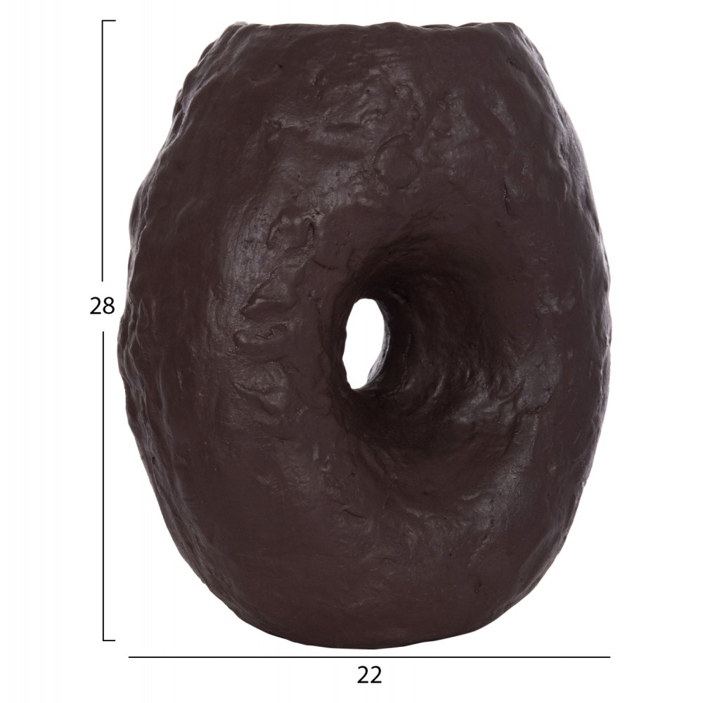 Επιτραπέζιο διακοσμητικό βάζο "NAMENTIS" από τερακότα σε χρώμα σοκολατί 22x13x28