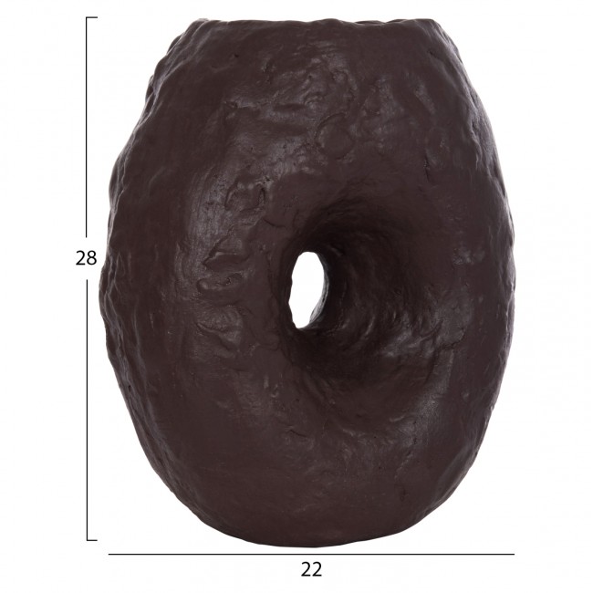 Επιτραπέζιο διακοσμητικό βάζο "NAMENTIS" από τερακότα σε χρώμα σοκολατί 22x13x28