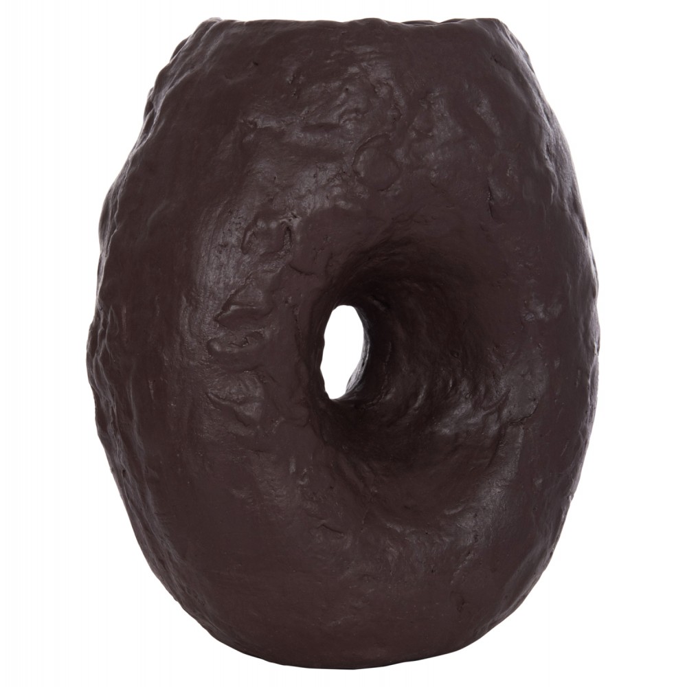Επιτραπέζιο διακοσμητικό βάζο "NAMENTIS" από τερακότα σε χρώμα σοκολατί 22x13x28