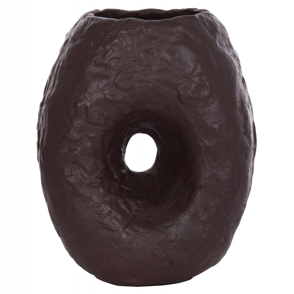 Επιτραπέζιο διακοσμητικό βάζο "NAMENTIS" από τερακότα σε χρώμα σοκολατί 22x13x28