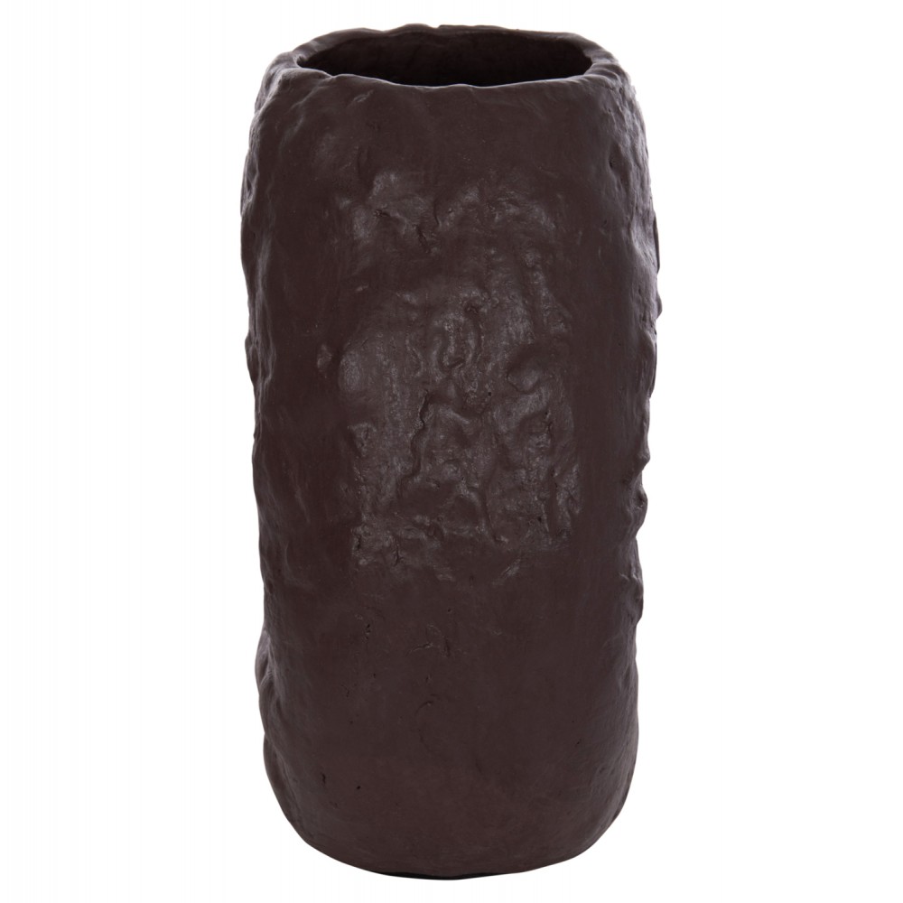 Επιτραπέζιο διακοσμητικό βάζο "NAMENTIS" από τερακότα σε χρώμα σοκολατί 22x13x28