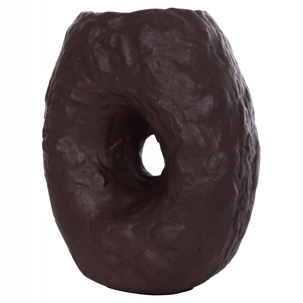 Επιτραπέζιο διακοσμητικό βάζο "NAMENTIS" από τερακότα σε χρώμα σοκολατί 22x13x28