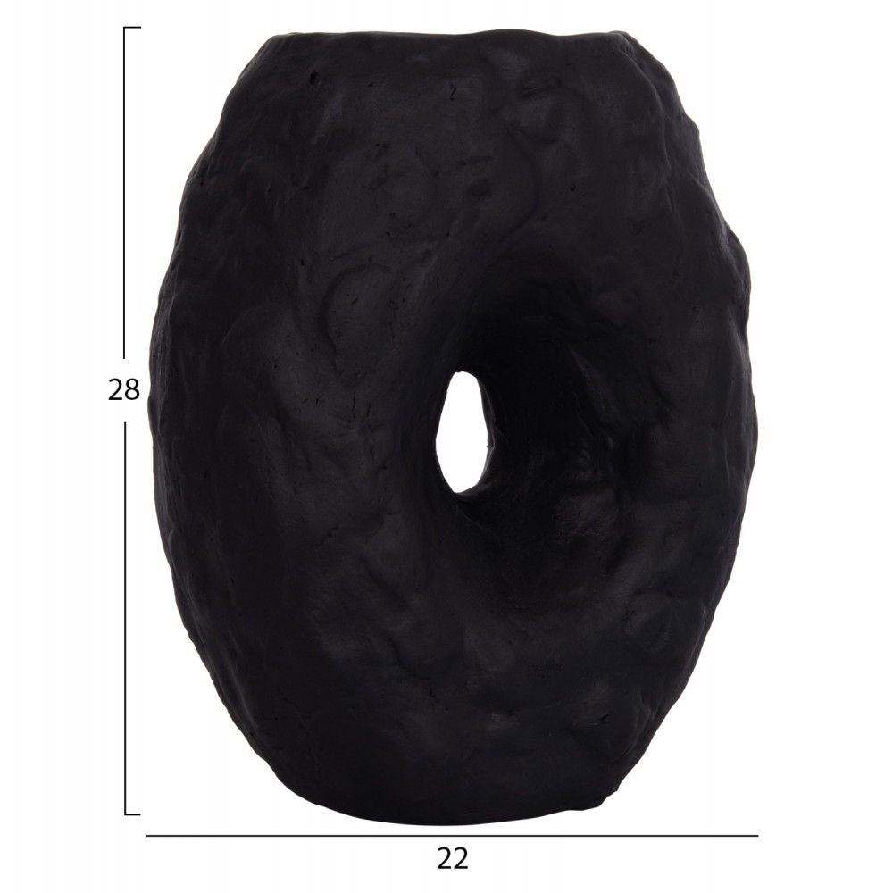 Επιτραπέζιο διακοσμητικό βάζο "NAMENTIS" από τερακότα σε χρώμα μαύρο 22x13x28