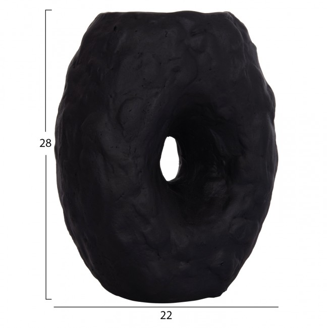 Επιτραπέζιο διακοσμητικό βάζο "NAMENTIS" από τερακότα σε χρώμα μαύρο 22x13x28