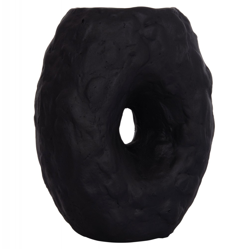 Επιτραπέζιο διακοσμητικό βάζο "NAMENTIS" από τερακότα σε χρώμα μαύρο 22x13x28