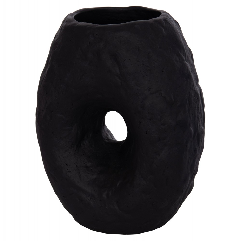 Επιτραπέζιο διακοσμητικό βάζο "NAMENTIS" από τερακότα σε χρώμα μαύρο 22x13x28
