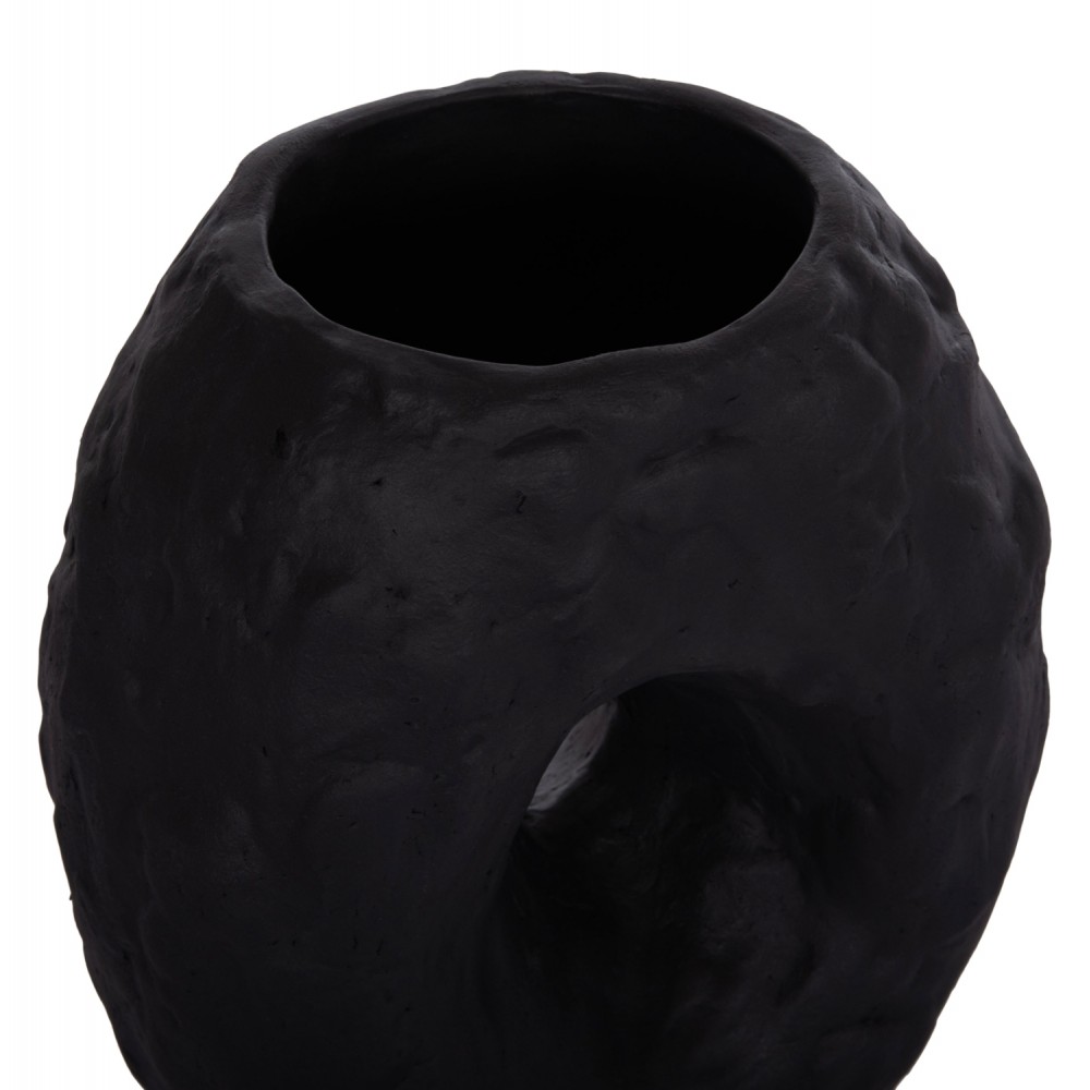 Επιτραπέζιο διακοσμητικό βάζο "NAMENTIS" από τερακότα σε χρώμα μαύρο 22x13x28
