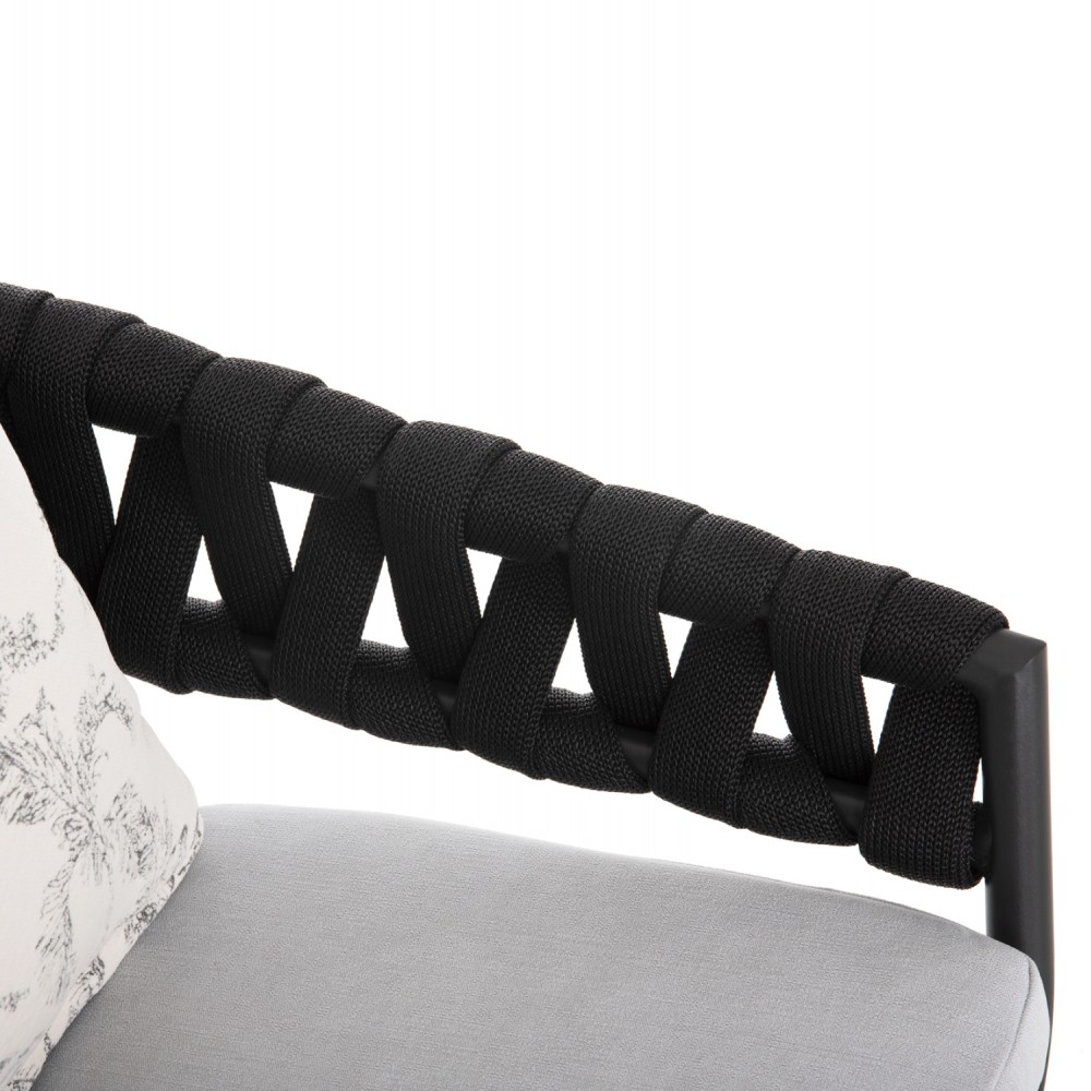 Σετ τραπεζαρία εξωτερικού χώρου "KRUM" 7τμχ από αλουμίνιο/p.e. σχοινί σε χρώμα γκρι 160-240x90x73