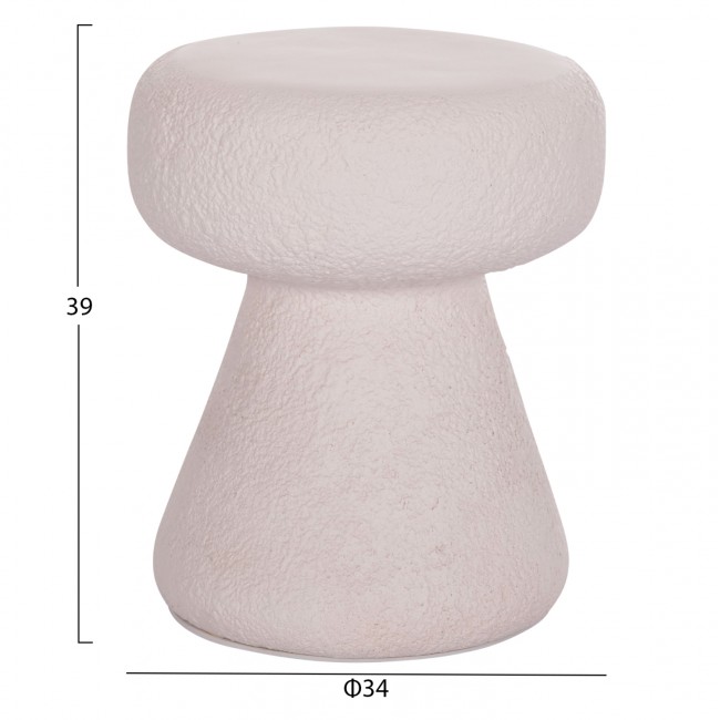 Σκαμπό βοηθητικό στρογγυλό "INTERON" από fiber cement σε χρώμα λευκό Φ34x39