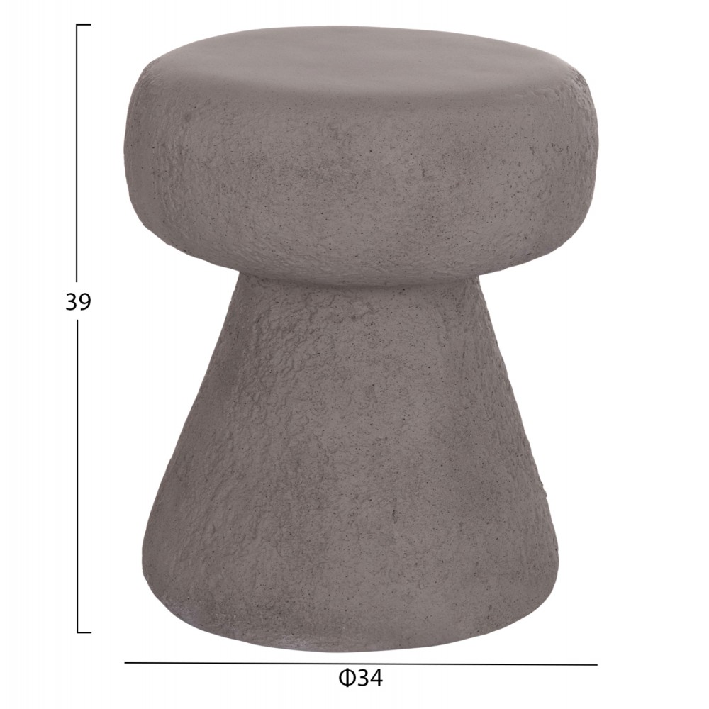 Σκαμπό βοηθητικό στρογγυλό "INTERON" από fiber cement σε χρώμα γκρι Φ34x39