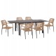 Σετ τραπεζαρία εξωτερικού χώρου "KRUM" 7τμχ από αλουμίνιο/rattan σε χρώμα γκρι/μπεζ 160-240x90x73