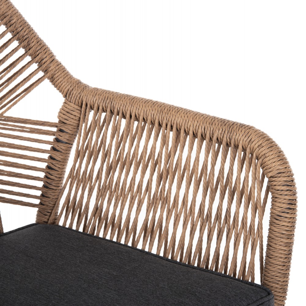 Σετ τραπεζαρίας "KRUM" 7τμχ από αλουμίνιο/p.e. rattan σε χρώμα σκούρο γκρι/μπεζ 160-240x90x73