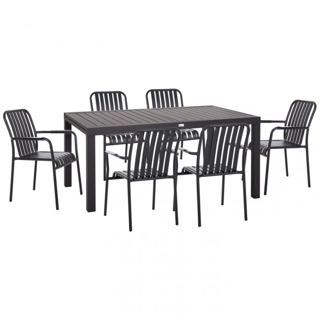 Σετ τραπεζαρίας "KRUM" 7τμχ από αλουμίνιο σε χρώμα σκούρο γκρι 160-240x90x73