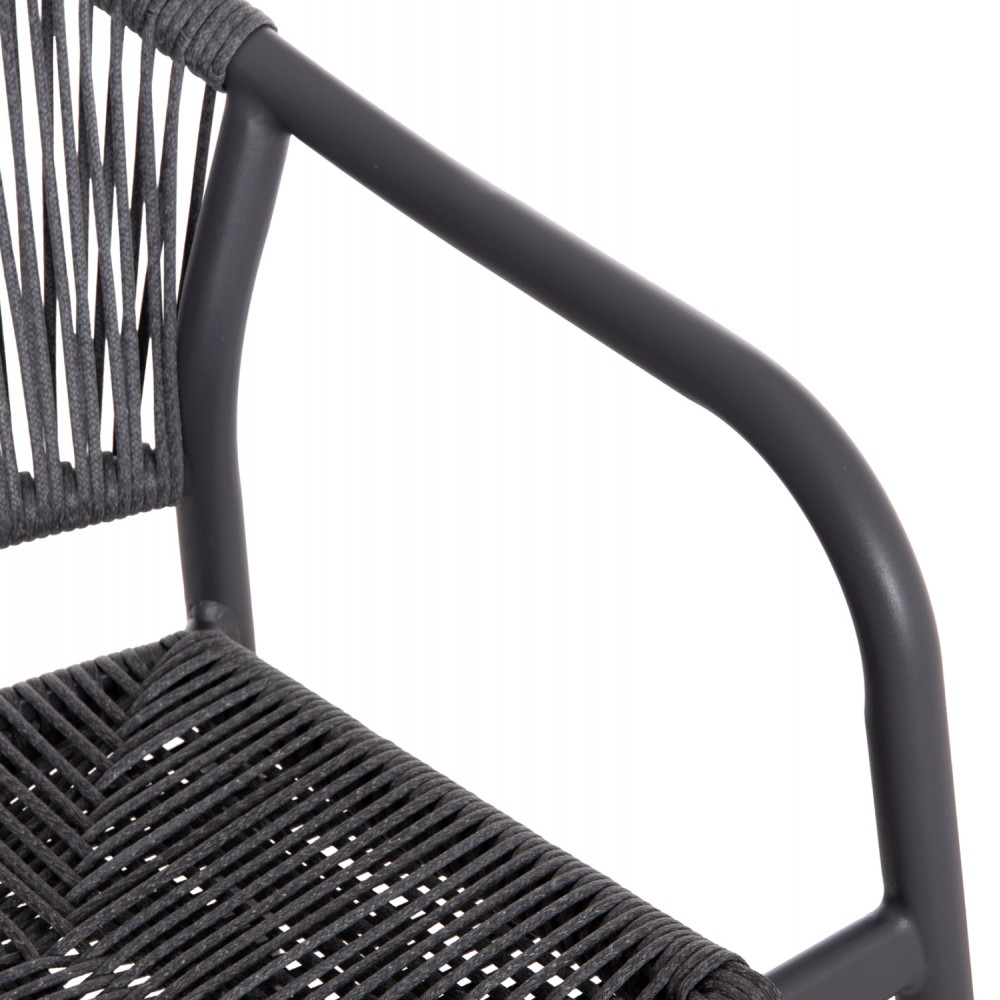 Σετ τραπεζαρίας εξωτερικού χώρου "KRUM' από αλουμίνιο/rattan σε χρώμα σκούρο γκρι 160-240x90x73