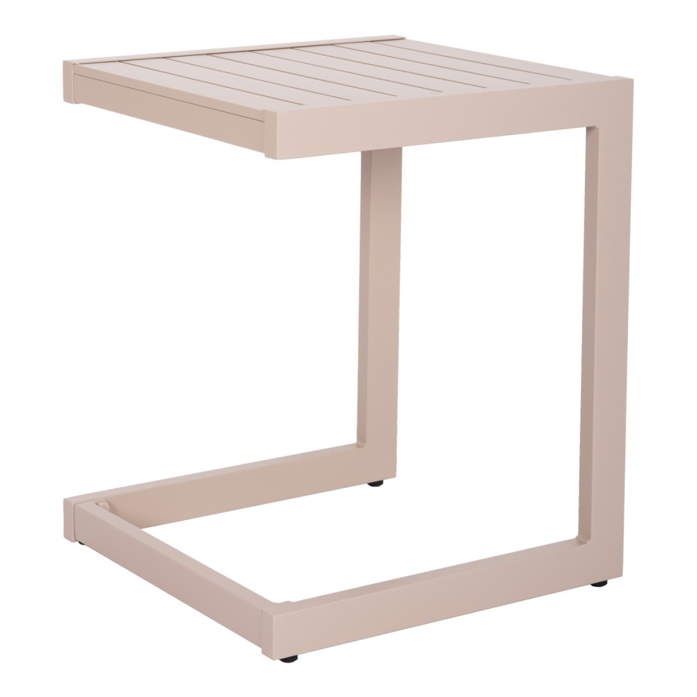 Τραπεζάκι ξαπλώστρας "BELLING" από αλουμίνιο σε χρώμα σαμπανί 42x43x53