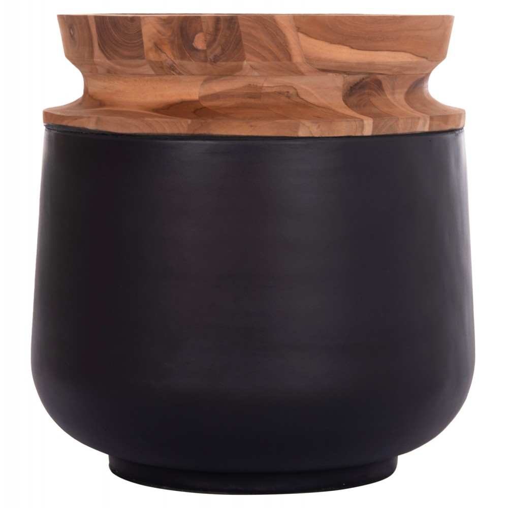 Διακοσμητικό βάζο δαπέδου "LINTER" από fiber cement/ξύλο σε χρώμα μαύρο/φυσικό Φ41x47