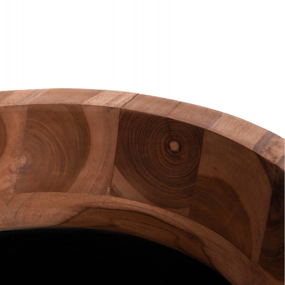 Διακοσμητικό βάζο δαπέδου "LINTER" από fiber cement/ξύλο σε χρώμα μαύρο/φυσικό Φ41x47