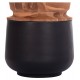 Διακοσμητικό βάζο δαπέδου "LINTER" από fiber cement/ξύλο σε χρώμα μαύρο/φυσικό Φ41x47