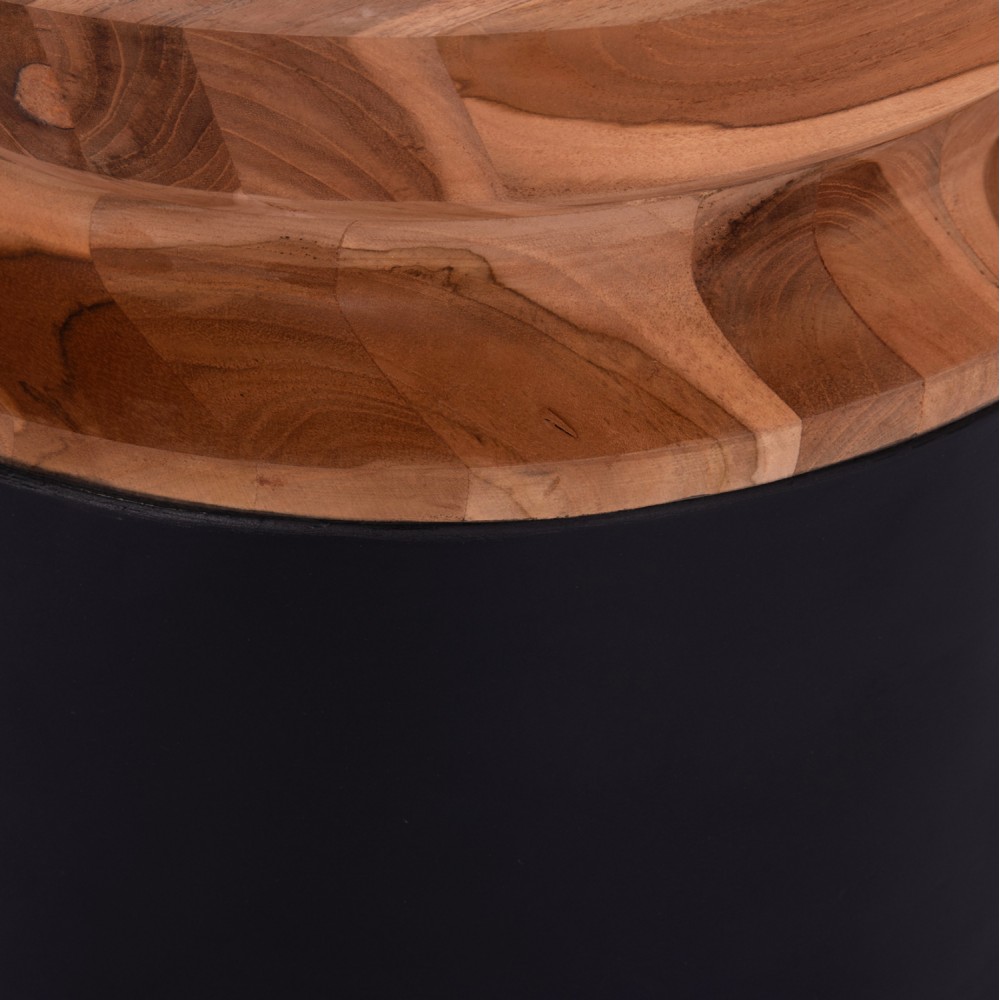 Διακοσμητικό βάζο δαπέδου "LINTER" από fiber cement/ξύλο σε χρώμα μαύρο/φυσικό Φ41x47