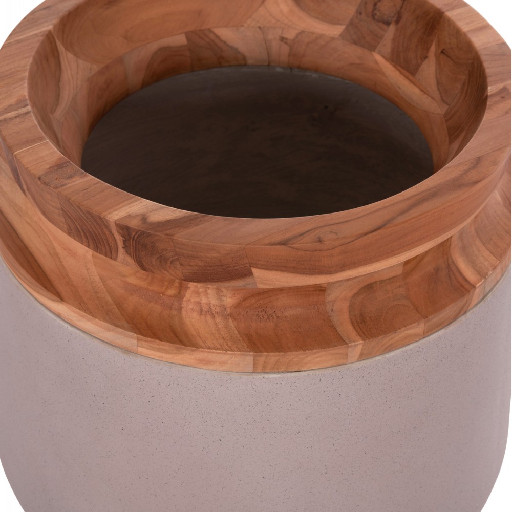 Διακοσμητικό βάζο δαπέδου "LINTER" από fiber cement/ξύλο σε χρώμα γκρι/φυσικό Φ41x47