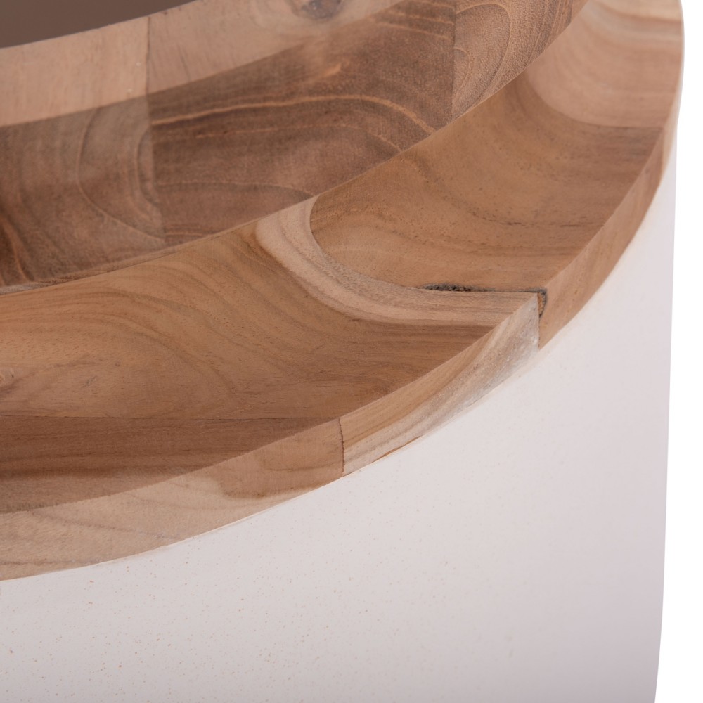 Διακοσμητικό βάζο δαπέδου "LINTER" από fiber cement/ξύλο σε χρώμα λευκό/φυσικό Φ41x47