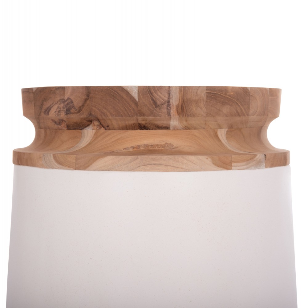 Διακοσμητικό βάζο δαπέδου "LINTER" από fiber cement/ξύλο σε χρώμα λευκό/φυσικό Φ41x47