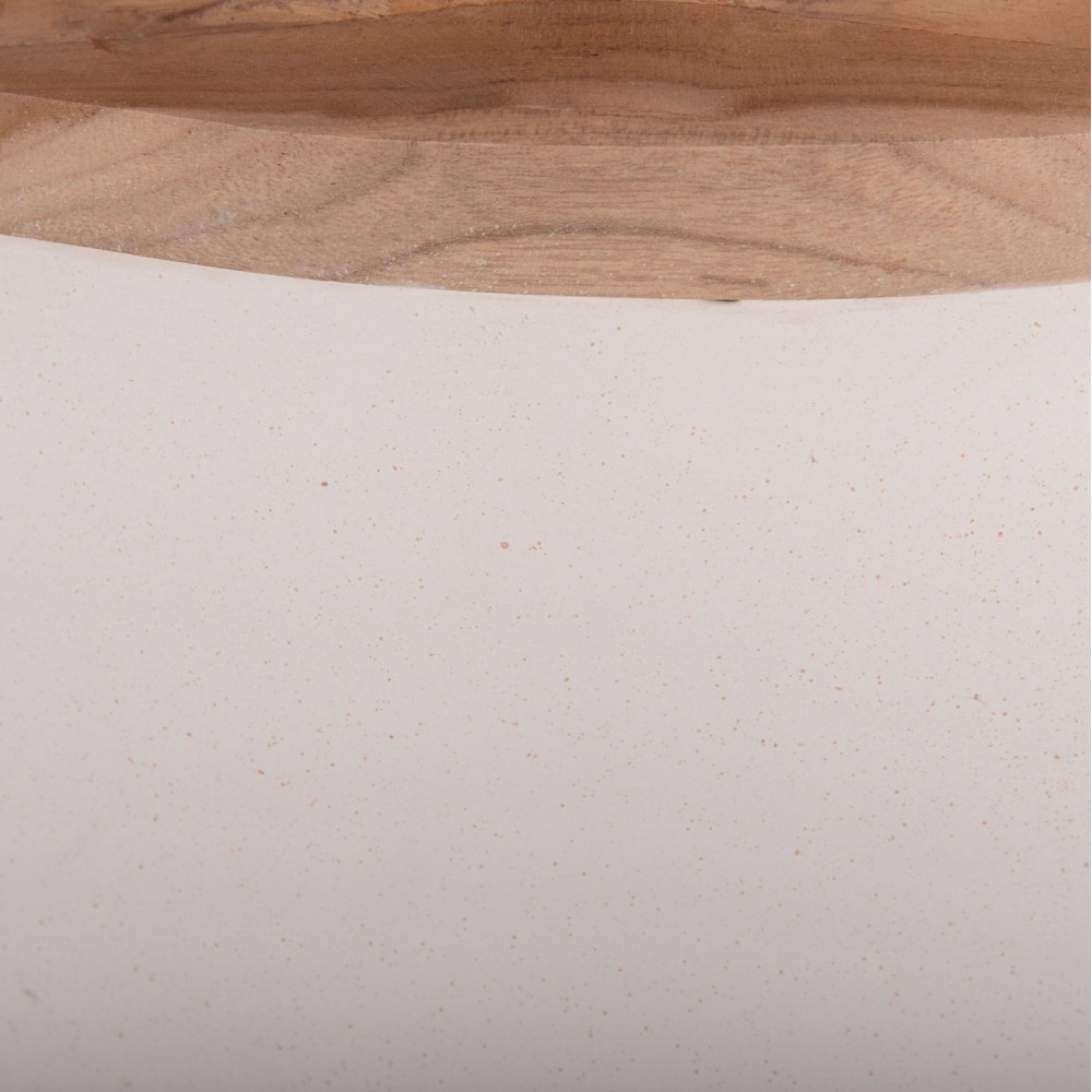 Διακοσμητικό βάζο δαπέδου "LINTER" από fiber cement/ξύλο σε χρώμα λευκό/φυσικό Φ41x47