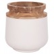 Διακοσμητικό βάζο δαπέδου "LINTER" από fiber cement/ξύλο σε χρώμα λευκό/φυσικό Φ41x47