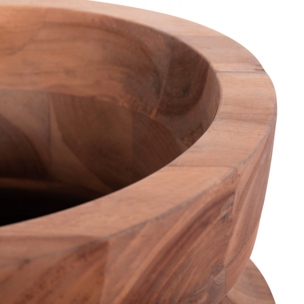 Διακοσμητικό βάζο δαπέδου "LINTER" από fiber cement/ξύλο σε χρώμα μαύρο/φυσικό Φ34x60