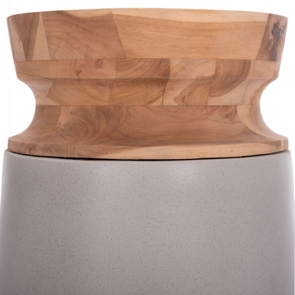 Διακοσμητικό βάζο δαπέδου "LINTER" από fiber cement/ξύλο σε χρώμα γκρι/φυσικό Φ34x60
