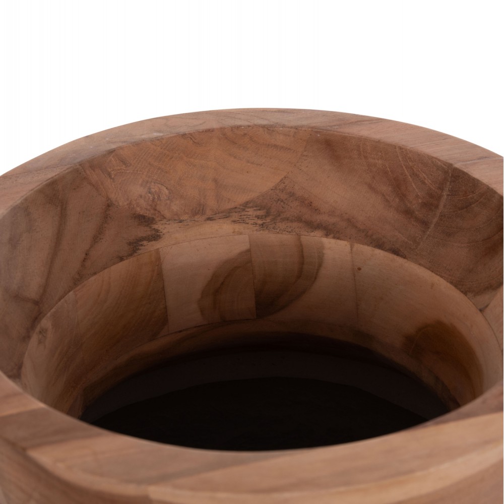 Διακοσμητικό βάζο δαπέδου "LINTER" από fiber cement/ξύλο σε χρώμα γκρι/φυσικό Φ34x60