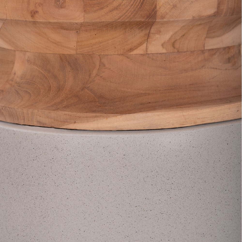 Διακοσμητικό βάζο δαπέδου "LINTER" από fiber cement/ξύλο σε χρώμα γκρι/φυσικό Φ34x60