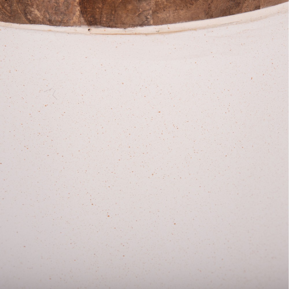 Διακοσμητικό βάζο δαπέδου "LINTER" από fiber cement/ξύλο σε χρώμα λευκό/φυσικό Φ34x60