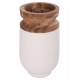 Διακοσμητικό βάζο δαπέδου "LINTER" από fiber cement/ξύλο σε χρώμα λευκό/φυσικό Φ34x60