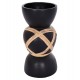 Διακοσμητικό βάζο δαπέδου "MAYNARD" από fiber cement/rattan σε χρώμα μαύρο/φυσικό Φ32x62.5