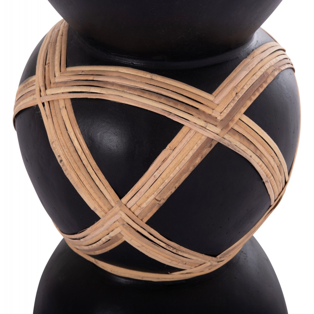 Διακοσμητικό βάζο δαπέδου "MAYNARD" από fiber cement/rattan σε χρώμα μαύρο/φυσικό Φ32x62.5