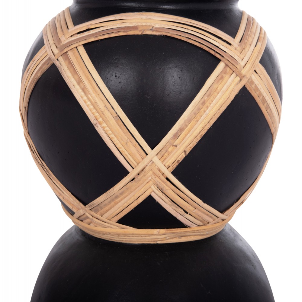 Διακοσμητικό βάζο δαπέδου "MAYNARD" από fiber cement/rattan σε χρώμα μαύρο/φυσικό Φ32x62.5