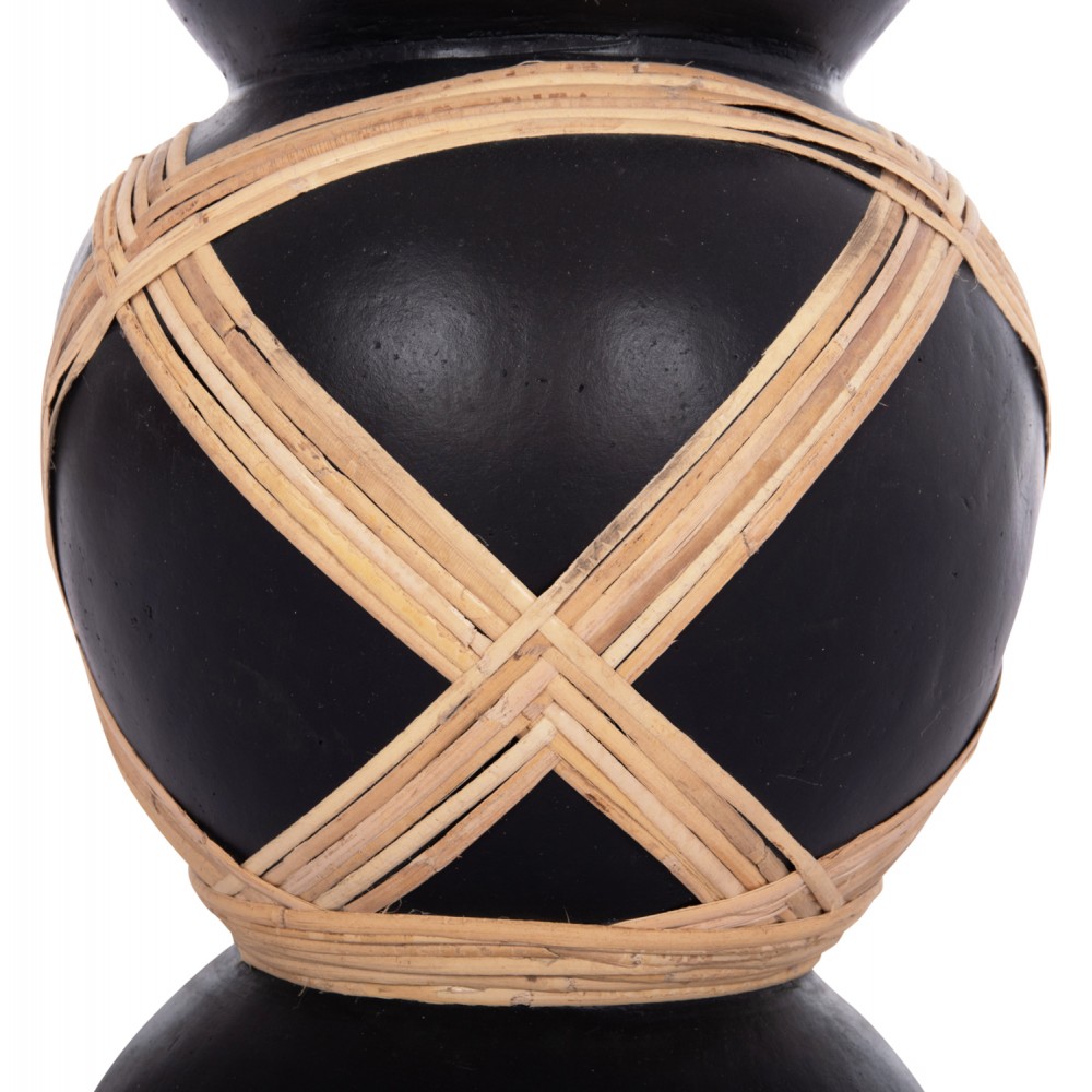 Διακοσμητικό βάζο δαπέδου "MAYNARD" από fiber cement/rattan σε χρώμα μαύρο/φυσικό Φ32x62.5