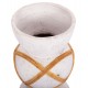 Διακοσμητικό βάζο δαπέδου "MAYNARD" από fiber cement/rattan σε χρώμα λευκό/φυσικό Φ27.5x50
