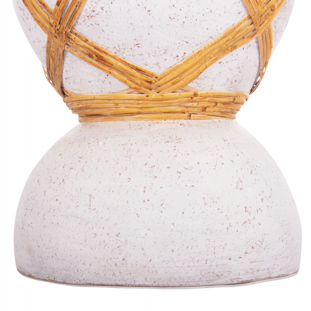 Διακοσμητικό βάζο δαπέδου "MAYNARD" από fiber cement/rattan σε χρώμα λευκό/φυσικό Φ27.5x50